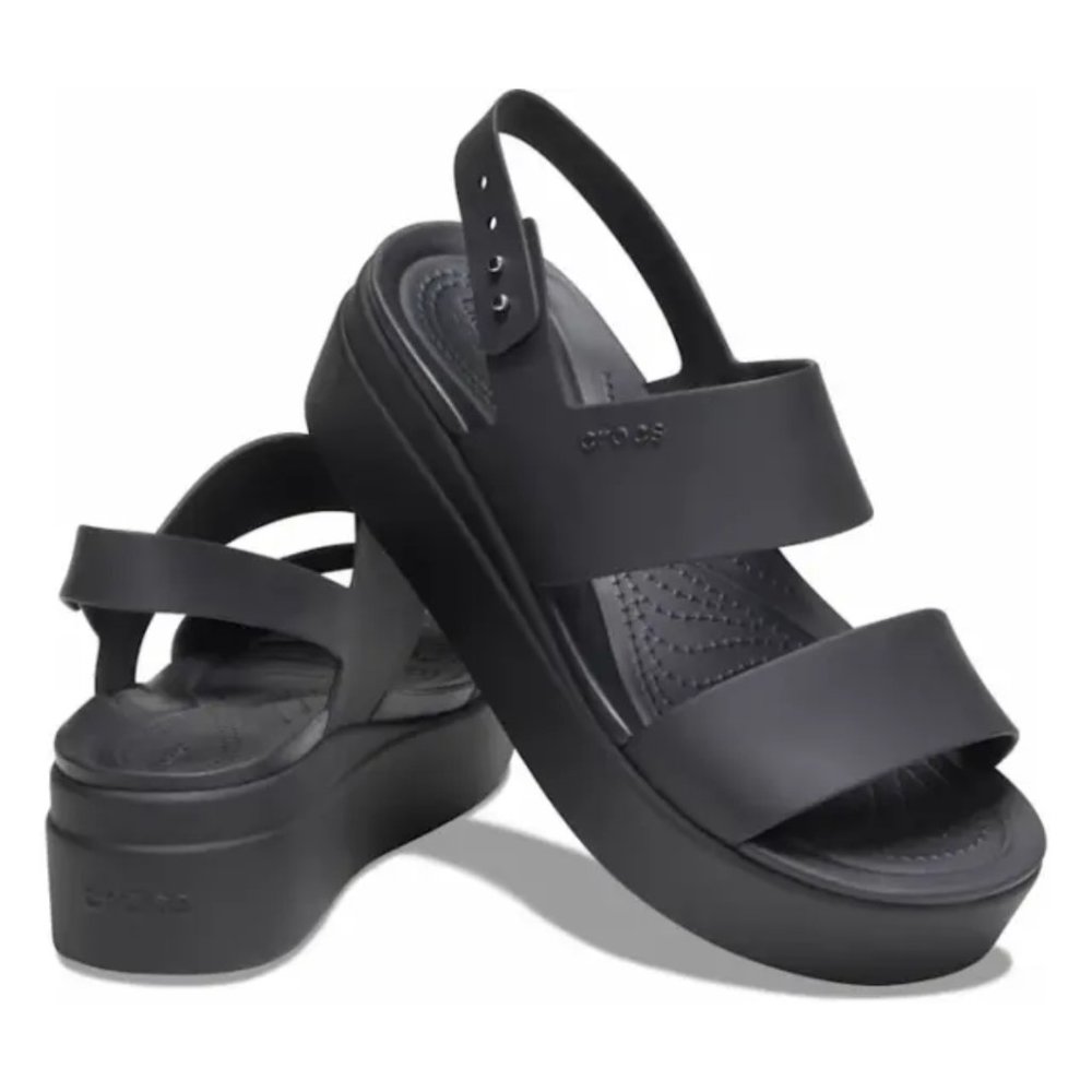 Crocs LiteRide Brooklyn Low Wedge Womens Size 9 W Black Platform Sandals NWT